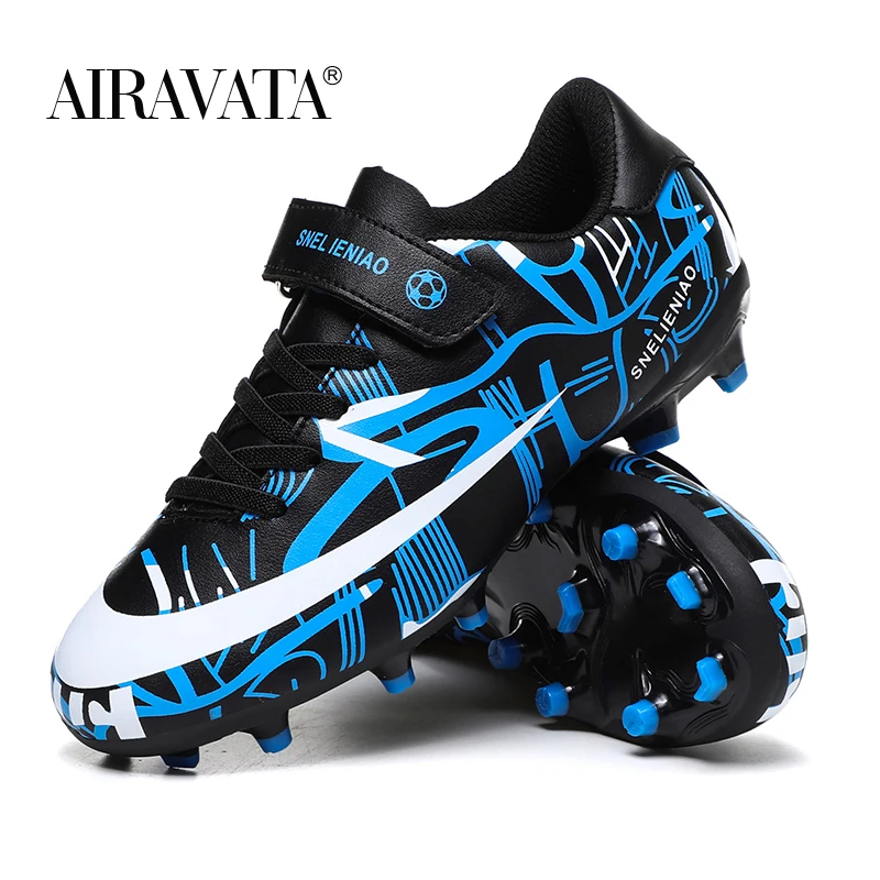 

Hot Sale Kids Soccer Shoes Boys TF/FG Football Shoes Men Sneakers Outdoor Grass Training Velcro+Lace Up Spike Sports Shoes