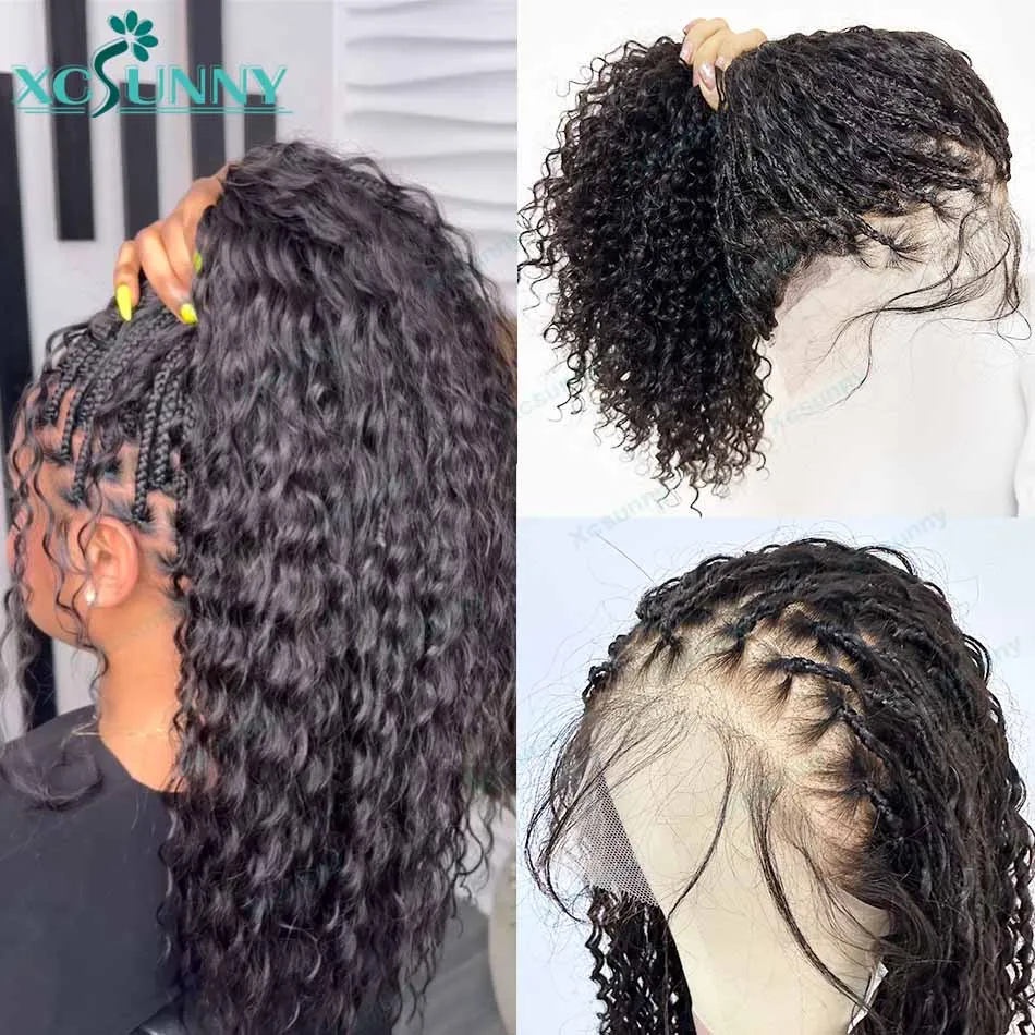 Парики из плетеных человеческих волос полностью на сетке без узлов в богемном