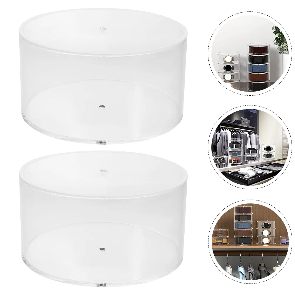 

Belt Organizer Case Storage Acrylic Display Holder Box Clear Jewelry Men Container Watch Closetmakeup Vanity Round Earring Ring
