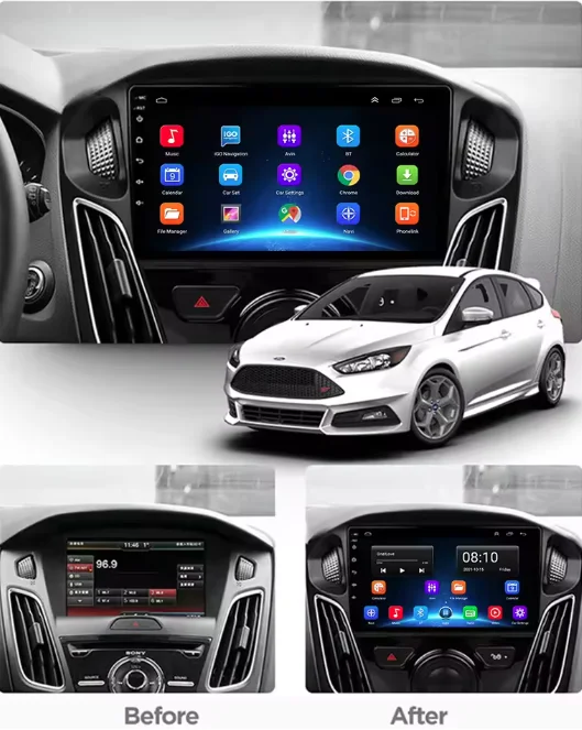 Фото 9-дюймовый для Ford Focus 2012-2018 Android 13.0 6 ГБ + 128 ГБ Автомобильный GPS-навигатор Мультимедийный плеер Радиомагнитофонный рекордер Головное устройство Carplay №2