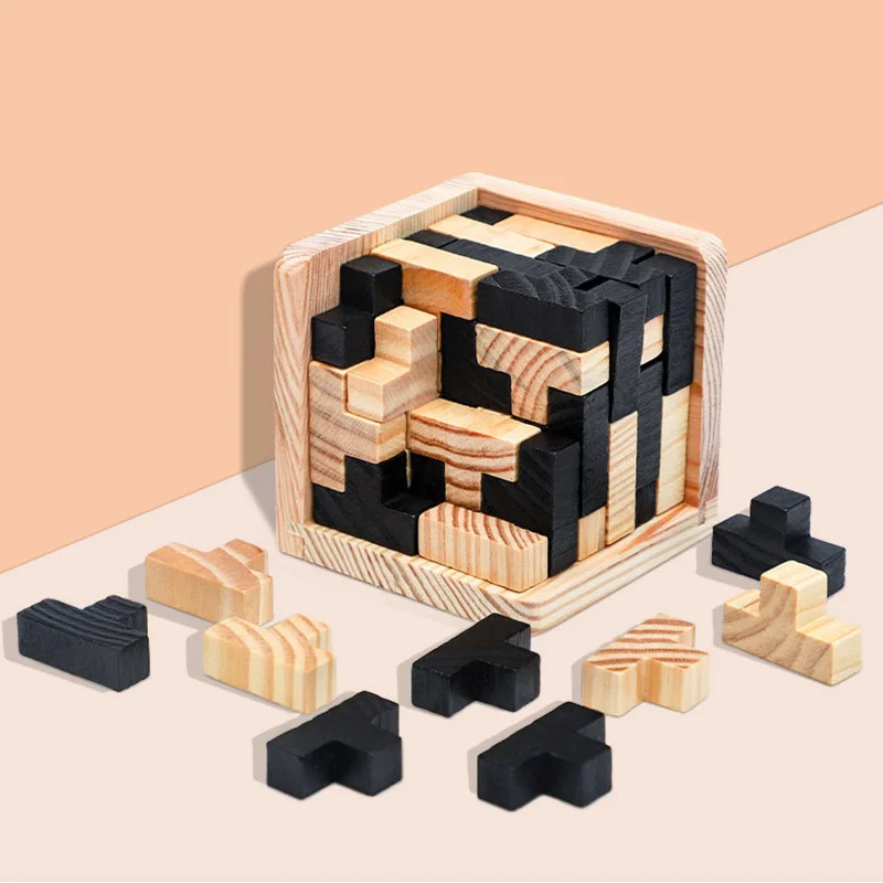 

1 шт., деревянные 3D-пазлы Kongming Luban Interlock IQ Test, игрушка для детей, подростков, взрослых, веселые развивающие игрушки, 1 шт., 3D деревянные головолом...