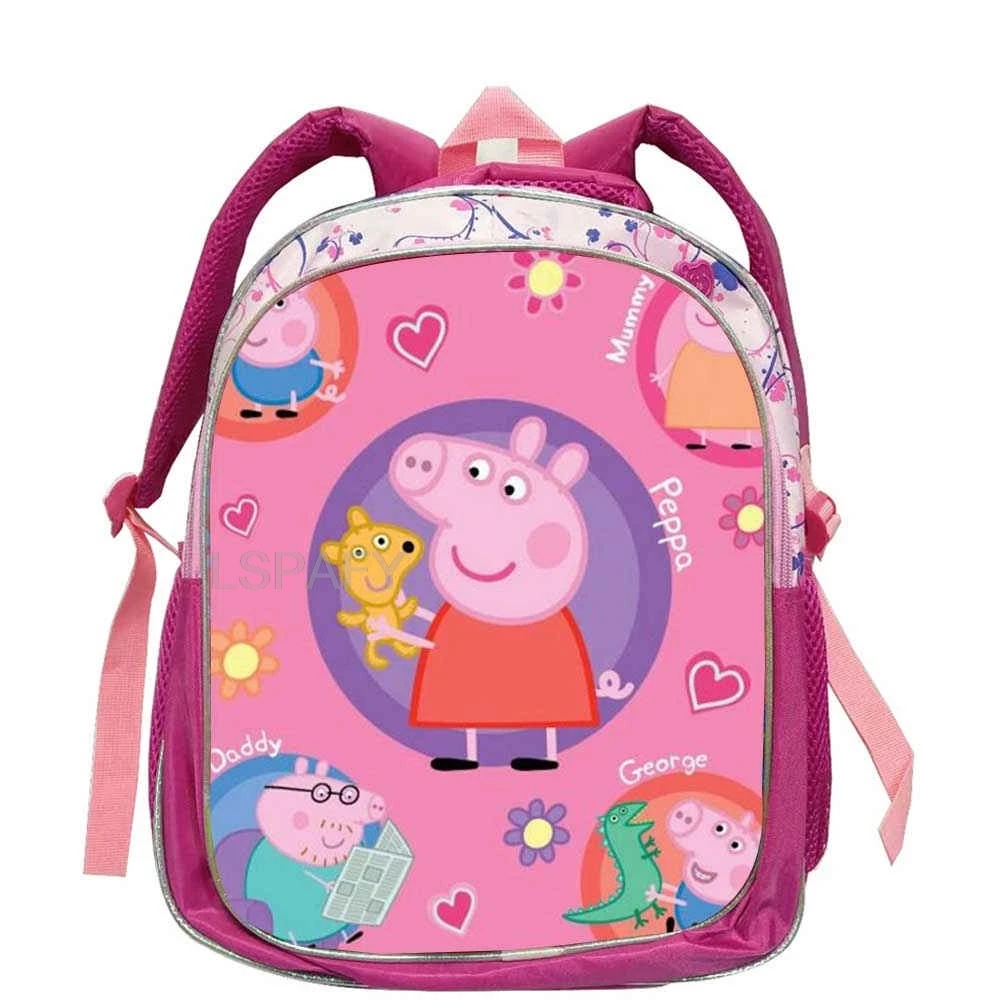 Фото Школьные сумки Peppa Pig, детские сумки для книг, рюкзаки с принтом Peppa Pig для детского сада, розовые школьные сумки с мультяшными рисунками для девочек от 1 до 5 лет №4