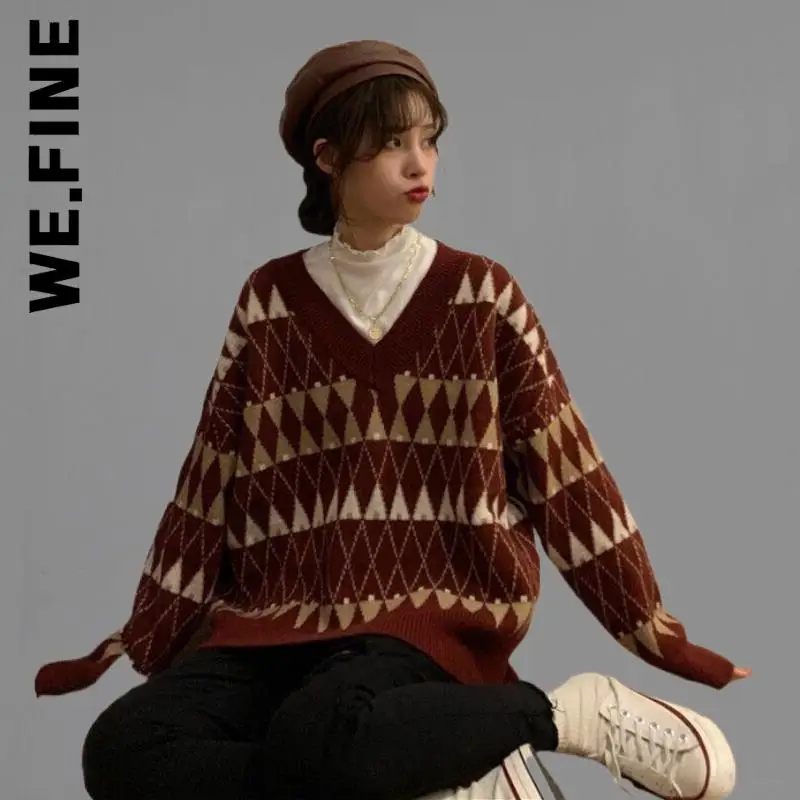 

We.Fine New Knitted Women Sweater Warm Soft Harajuku Women's Jumper 2022 Pullovers Sweaters Women Popular Sexy Female Knitwear