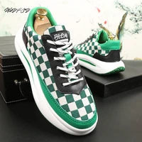 mens sneaker casual fashion leather mesh breathable height increased platform board shoes trend cool easy matching white shoes