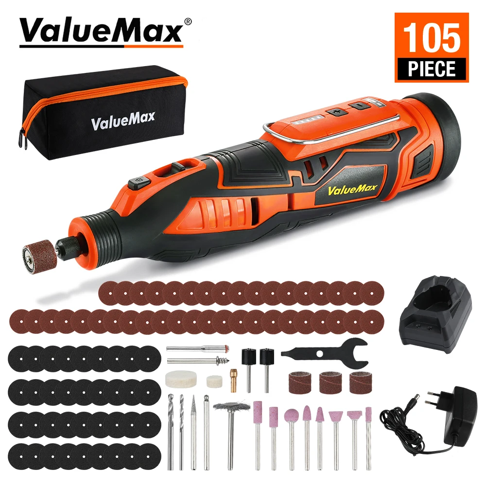 ValueMax 12 В литий-ионный беспроводной роторный набор инструментов для дома «сделай сам» электрическая ручка для резьбы с переменной скоростью Электроинструмент с 101 шт. аксессуаров