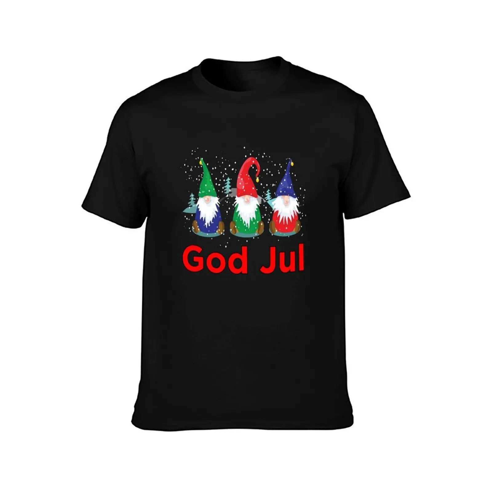 Фото Футболка God Jul Tomte Nisse Scandinavian Merry Christmas Gnomes Elves, повседневная дышащая футболка с короткими рукавами №2