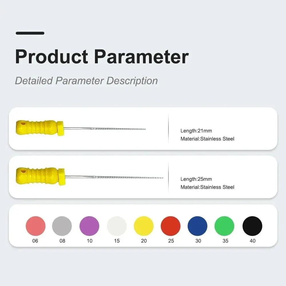 NICEDEN 6 шт./кор. стоматологические ручные H-файлы 21/25/31 мм эндодонтические файлы для