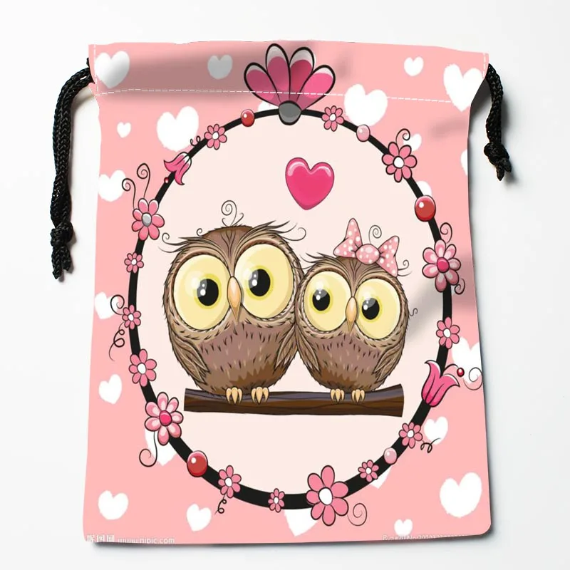 Сумки на шнурке с мультяшным принтом совы праздничные Аксессуары 18x22 см