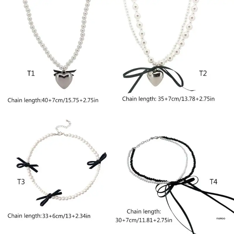 Модный Двухслойное ожерелье Лента Ожерелье с бантом бусинами Элегантный дизайн