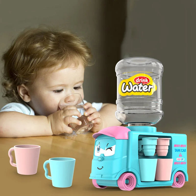 

Mini Water Dispenser for Children Kids Gift Cute Cold/Warm Water Juice Milk Drinking Fountain Simulation Cartoon Pig Kitchen Toy