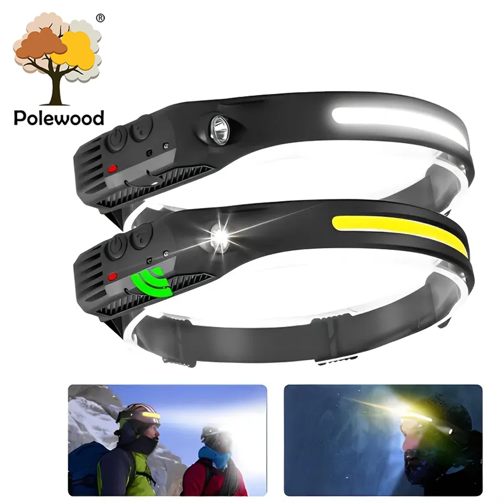 Купи Induction Headlight USB Rechargeable Sensor Headlamp COB LED Headlamp With 5 Lighting Modes Portable Light Fishing Camping за 539 рублей в магазине AliExpress