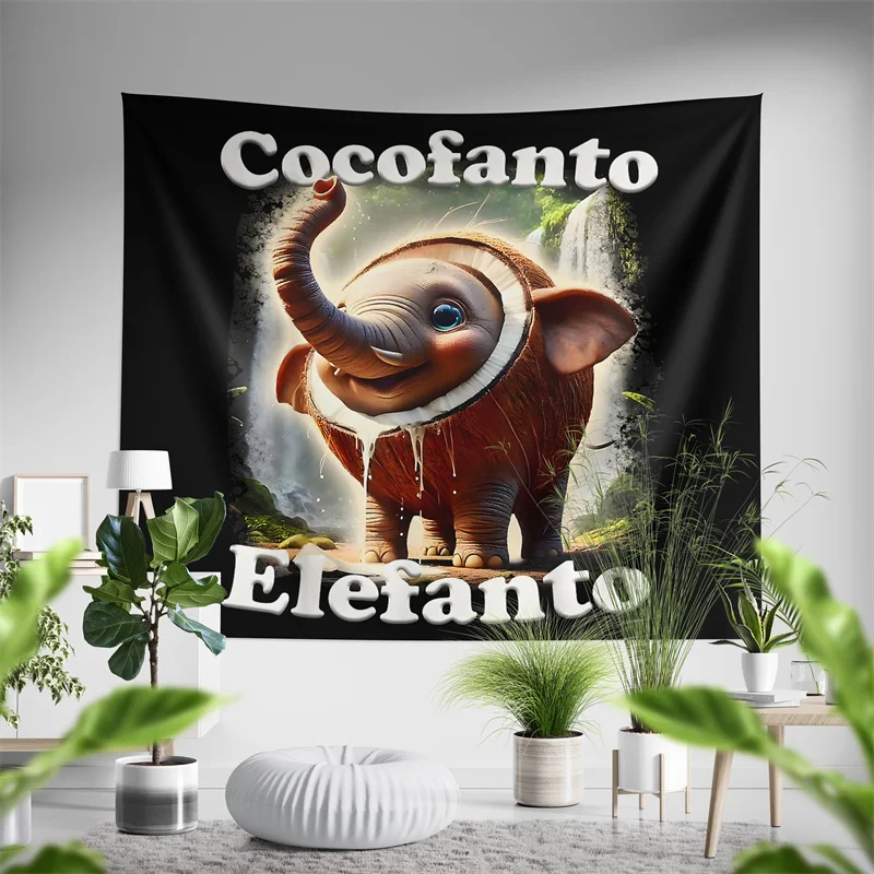 Фото Настенный гобелен Aertemisi Cocofanto Elefanto с итальянским забавным мемом для декора спальни, гостиной, фон для вечеринок №1
