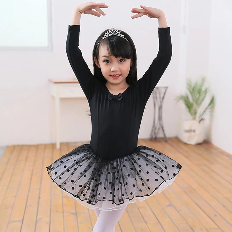 Girls Ballet Tutu Dress Kids Gymnastics Tulle Skirted Leotards Bodysuits Pink Swan Lake Ballet Costumes With Dot Tutus