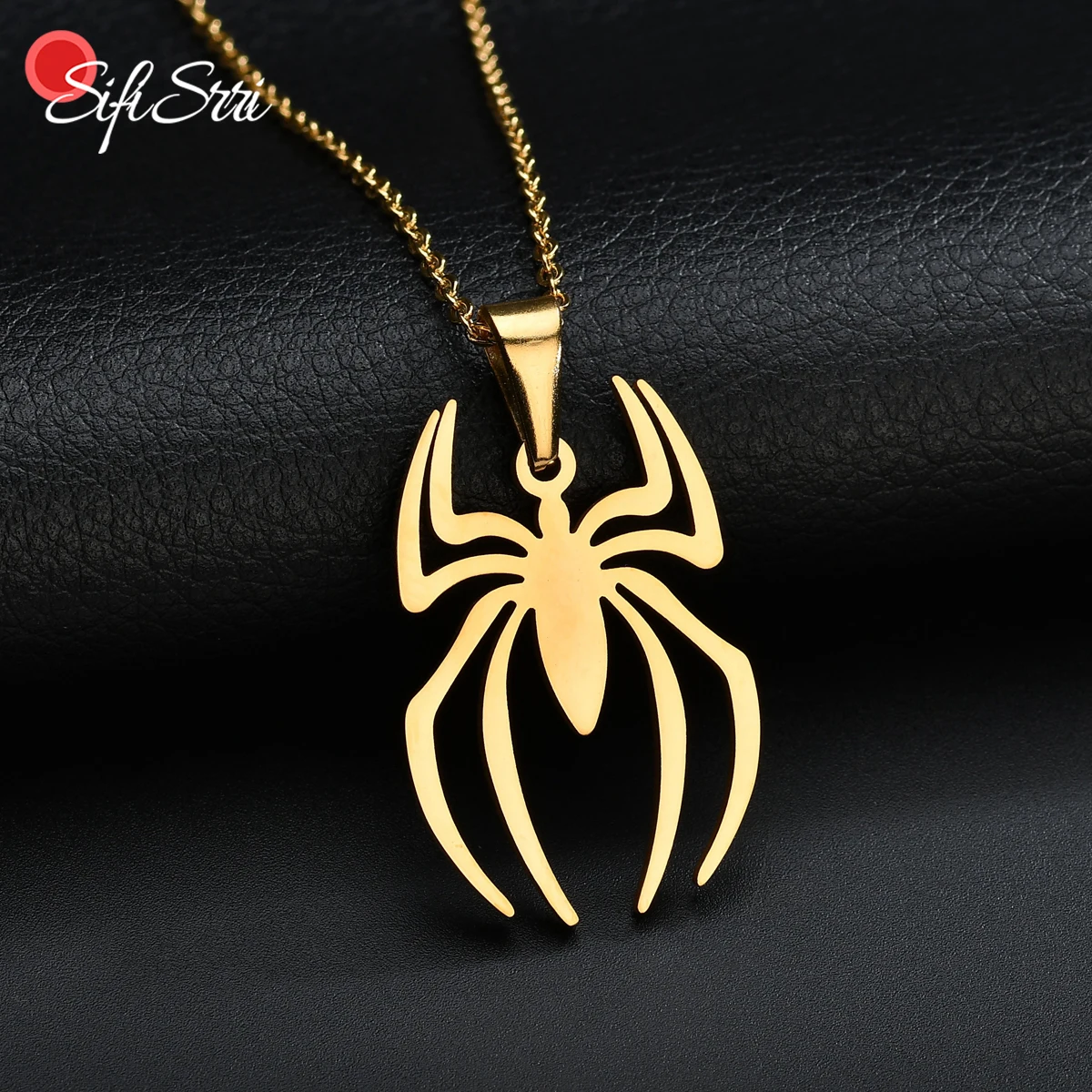 Sifisrri Новая мода паучьих Хэллоуин кулоны круглой цепи ожерелье из нержавеющей стали для женщин и мужчин серебряного цвета ювелирные изделия подарок.