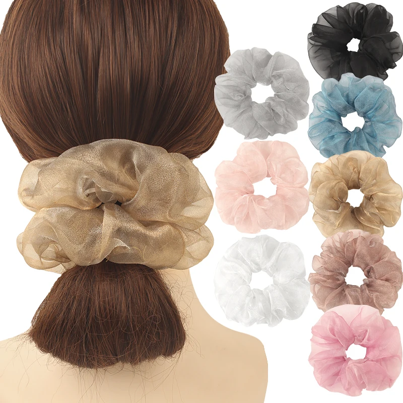 

Lace Elastic Hair Rope Girls Mesh Embroidery Scrunchies Ponytail Holder Headdress Stretch Hair Accessories For Women Wholesale