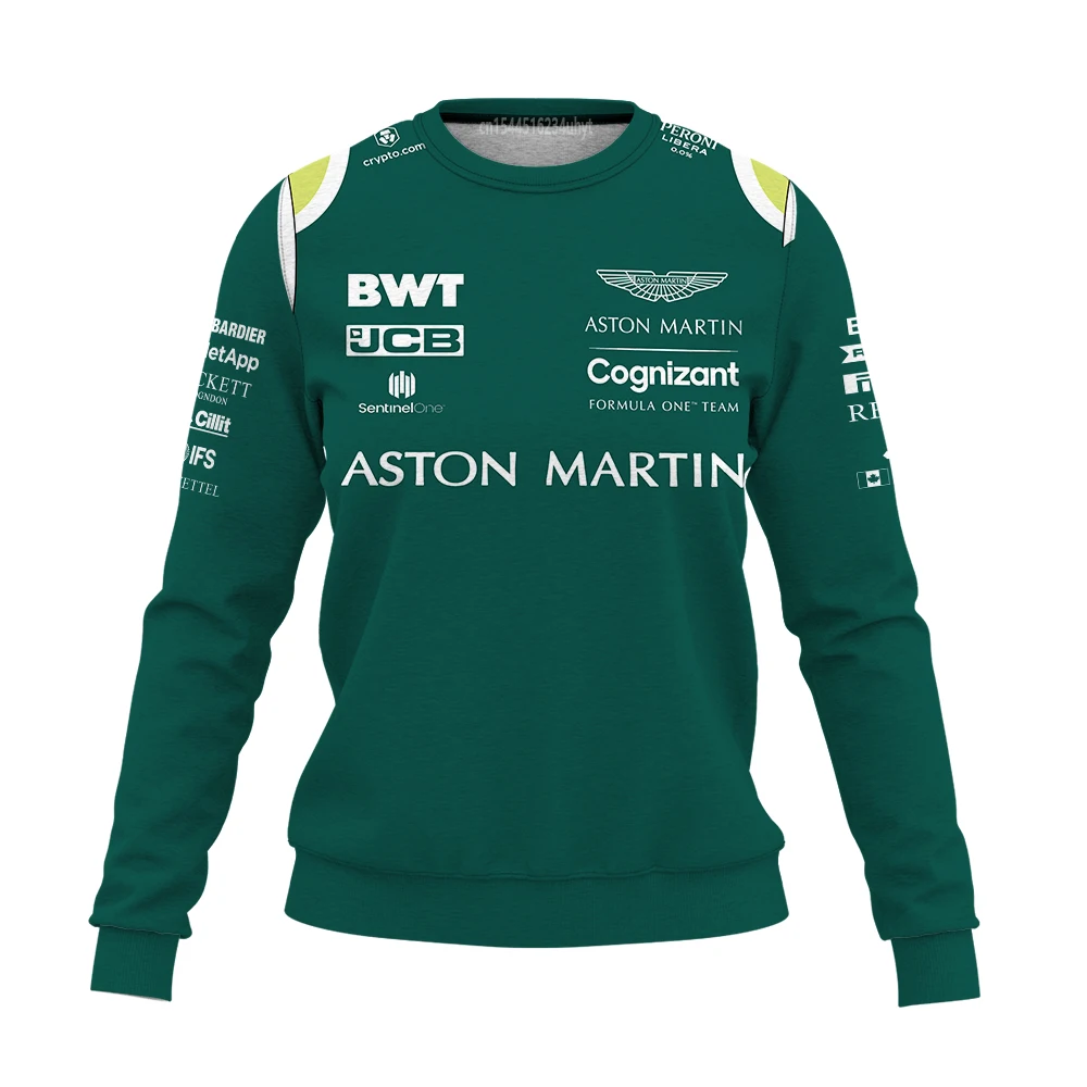 

Новинка 2023 свитер Aston Martin с длинными рукавами F1 формула 1 гоночный 3d-принт Мужская и женская спортивная мода с круглым вырезом для детей