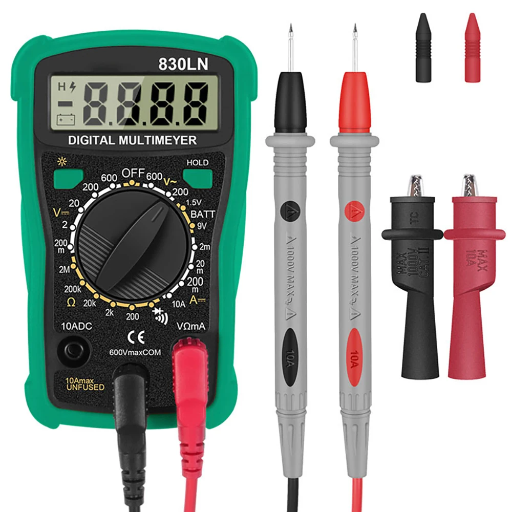 

Portable Digital Multimeter Backlight AC/DC Ammeter Voltmeter Ohm Tester Meter UK-830LN Handheld LCD Multimeter With Hold
