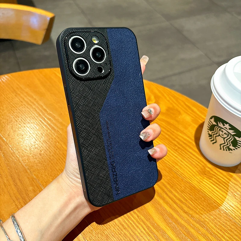Double Color Leather Phone Case For iPhone 16 15 14 13 12 11 Pro Max X ...