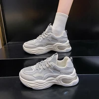 brand mix color platform sneakers for women 2022 autumn breathable mesh casual shoes woman lace up thick bottom vulcanized shoes