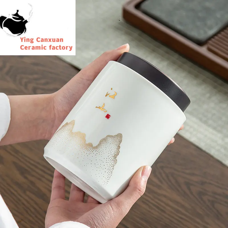 

Chinese Retro Ceramics Tea Caddy Spice Household Dried Fruit Storage Tank Portable Sealed Jar Travel Tea Boxes Coffee Canister