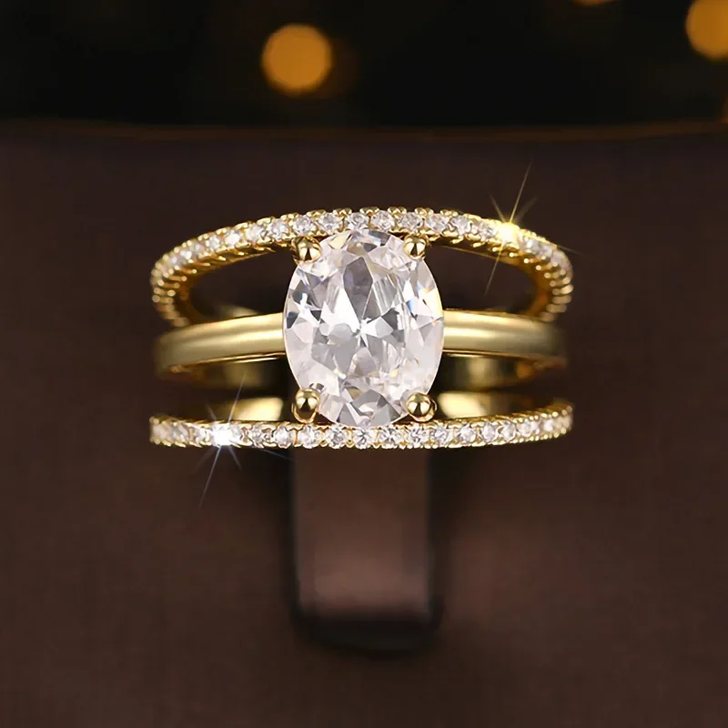 2024 Новое высококачественное кольцо с четырьмя когтями инкрустированное тремя