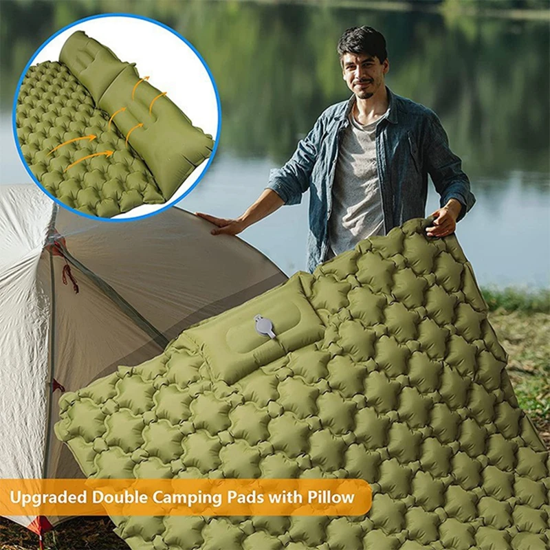 Inflatable Mattress Camping Travel Tent Mat Folding Camp Bed Sleeping Pad Self-inflating Mat Waterproof Beach Mat Picnic Blanket