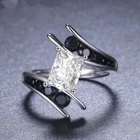 elegant modeling personality square zircon womens ring fashion geometric crystal jewelry wholesale