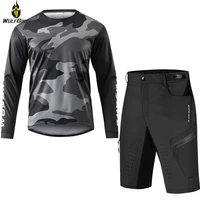 wosawe men bicycle jersey downhill shorts suit quick drying breathable mtb bike top shirts underpants clothing cycling set
