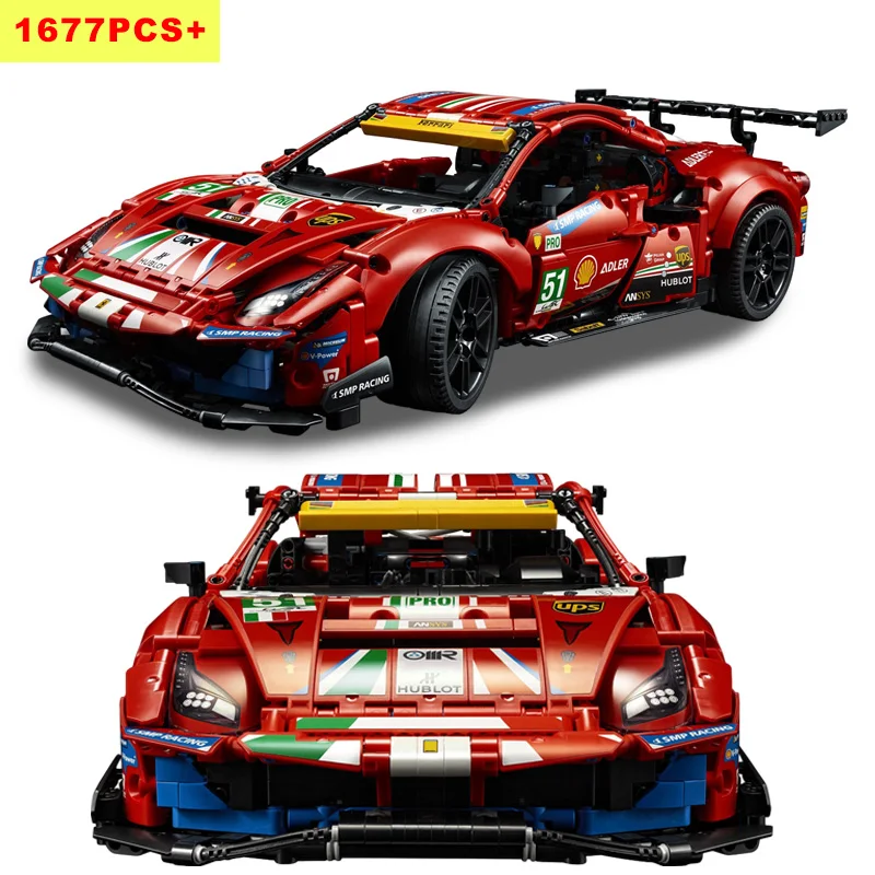 

1677pcs City Technical 488 Racing Car Moc 42125 Building Blocks Model Super Speed Sports Vehicle Bricks Toy for Kids Adult Gifts