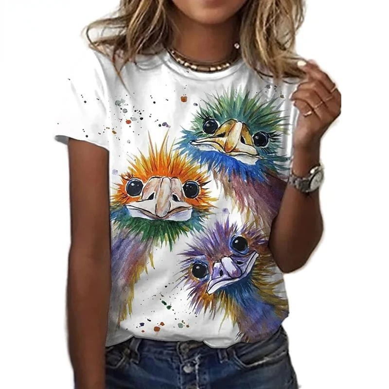 

2022 New Animal Lady Novelty Animal T-Shirt Cute Cat Short Sleeve Fashion 3D Printing Casual Round Neck Cute Top Girl Pet Top
