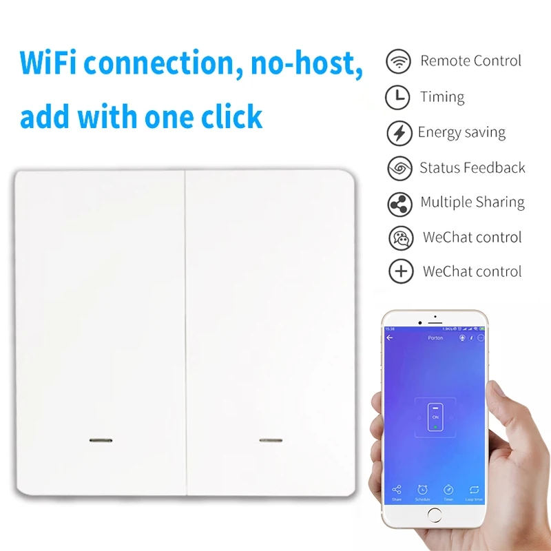 

eWelink Wifi Smart Switch Single Fire Wire Wall Light Switch 86 Model 180-240V RF433mhz No Neutral Line Switch Remote Control