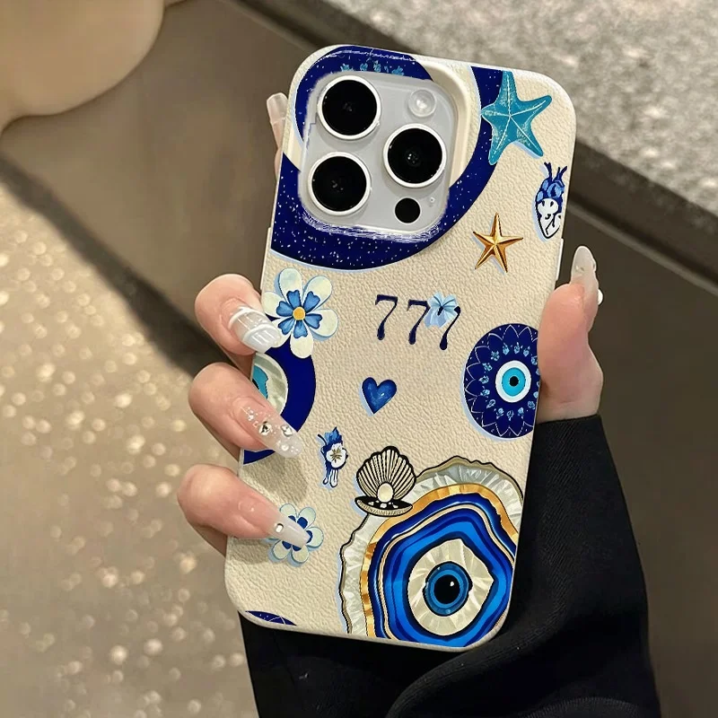 Чехол для телефона Lucky 777 Evil Eye для iPhone 17, iPhone 15, 13, 14, 11, 12, 16 Pro Max, Air Plus, в богемном экзотическом этническом стиле, мягкий чехол (art.: 3920dc70b89db) - 3920dc70b89db