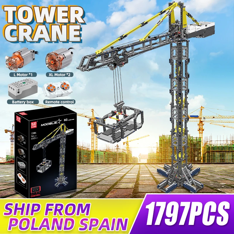 

MOULD KING 17004 City Building Crane Toy the Technical Tower Crane Building Blocks Set with Remote Control for Kids Boys Adults