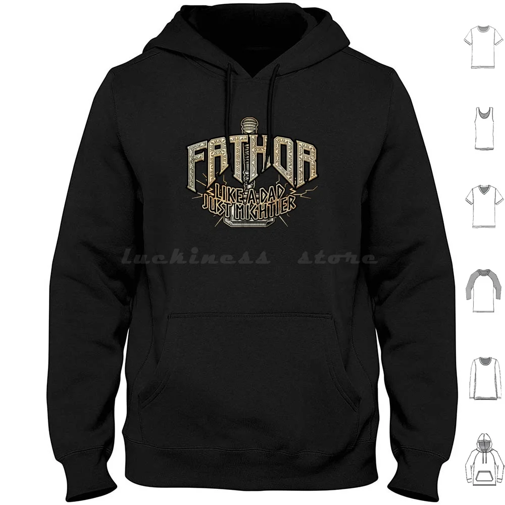 

Viking Fathor Like A Dad Just Mightier Hoodie cotton Long Sleeve Viking Dad Fathers Day Father Fathor Daddy Vikings