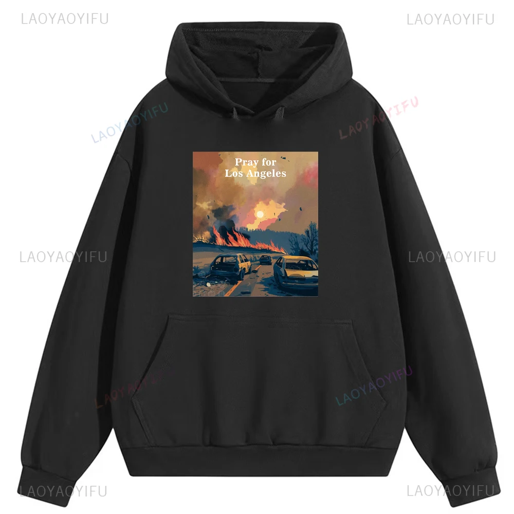 Praying for The Victims of Los Angeles Fire Графический пуловер для женщин и мужчин Толстовка с