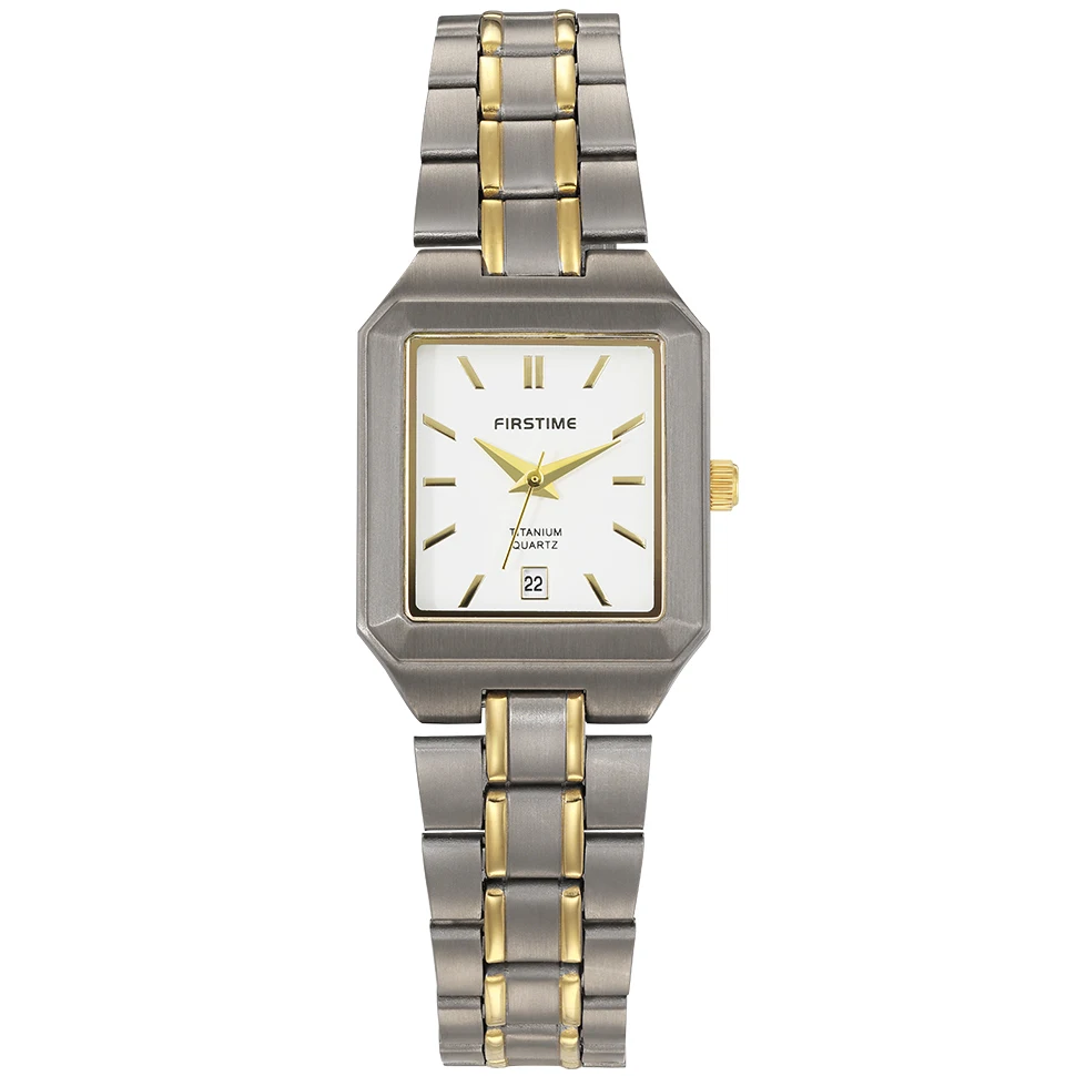 Square Titanium Quartz Watch for Women Calendar Gold Tone Wristwatch Miyota 2115 Waterproof Ultralight Waterproof Ladies Watch