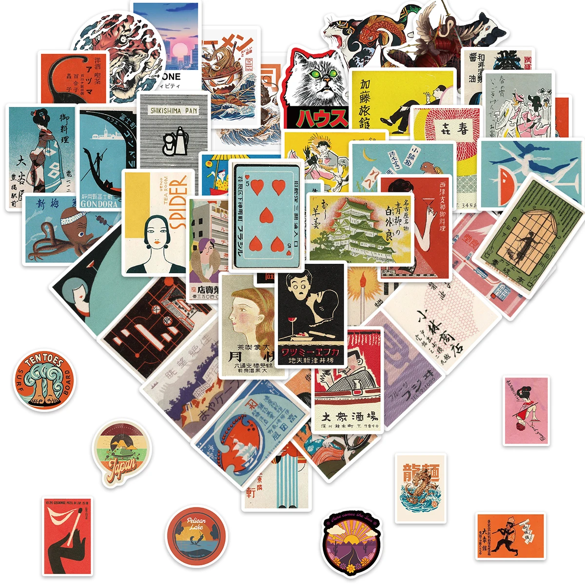 

10/50pcs Japanese Retro Vintage Funny Stickers Graffiti Skateboard Waterproof Luggage Laptop PVC Car Stickers Decals Toy Kids