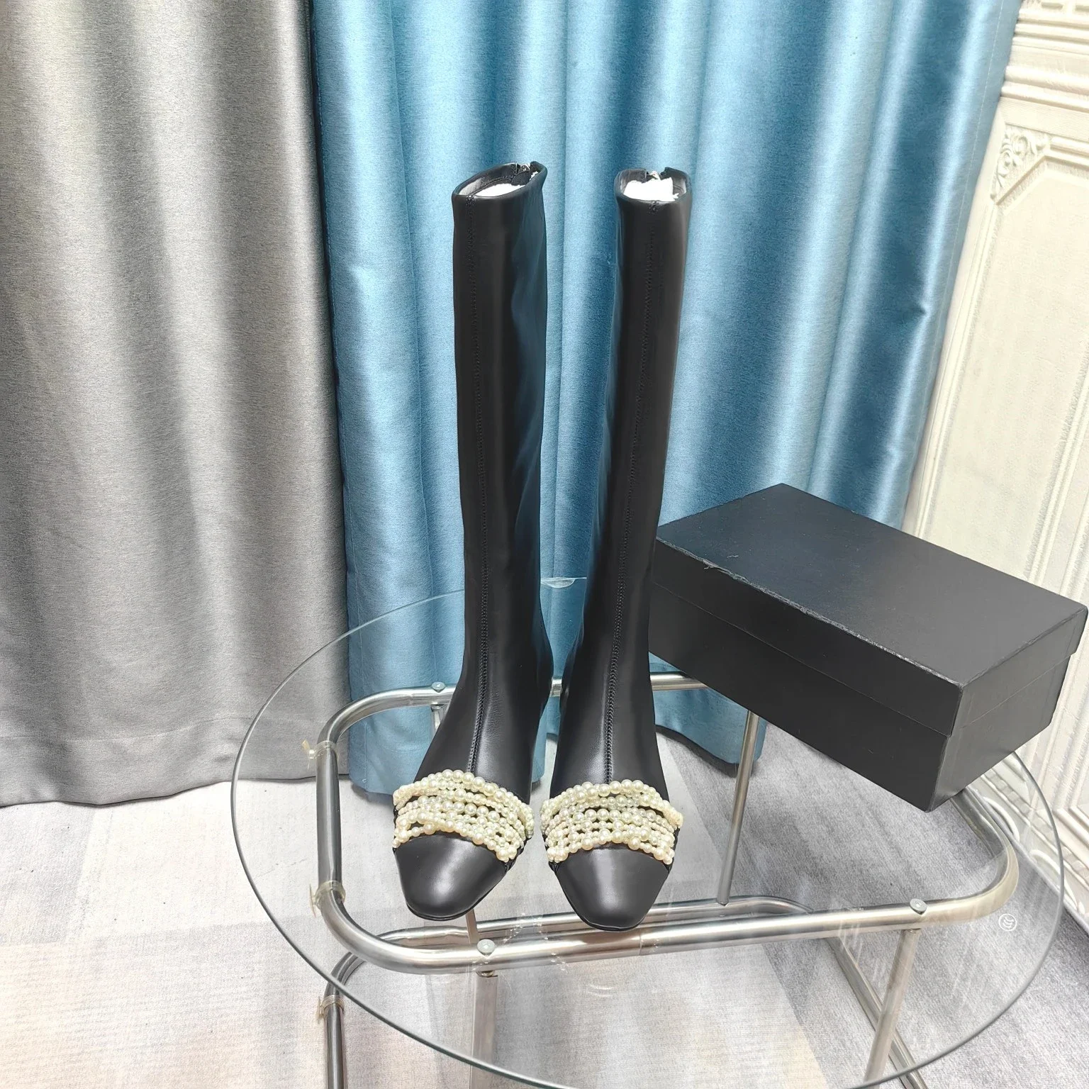 Новая обувь Женские сапоги из натуральной кожи Сапоги до колена на среднем