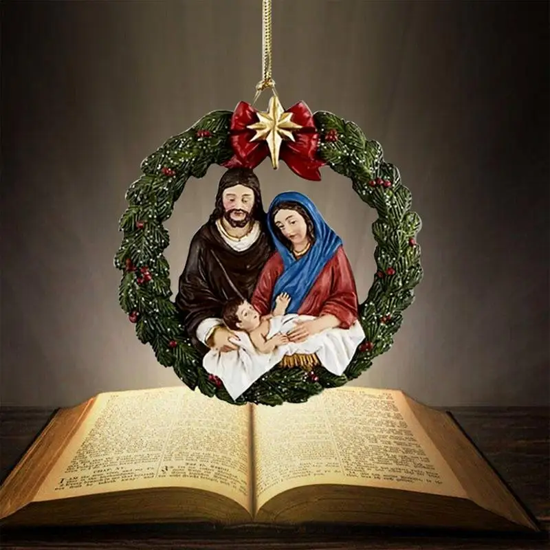 Nativity Scene Tree Ornaments Novelty Tree Pendants Nativity Christmas Christian Ornament For Holiday Home Window Decoration