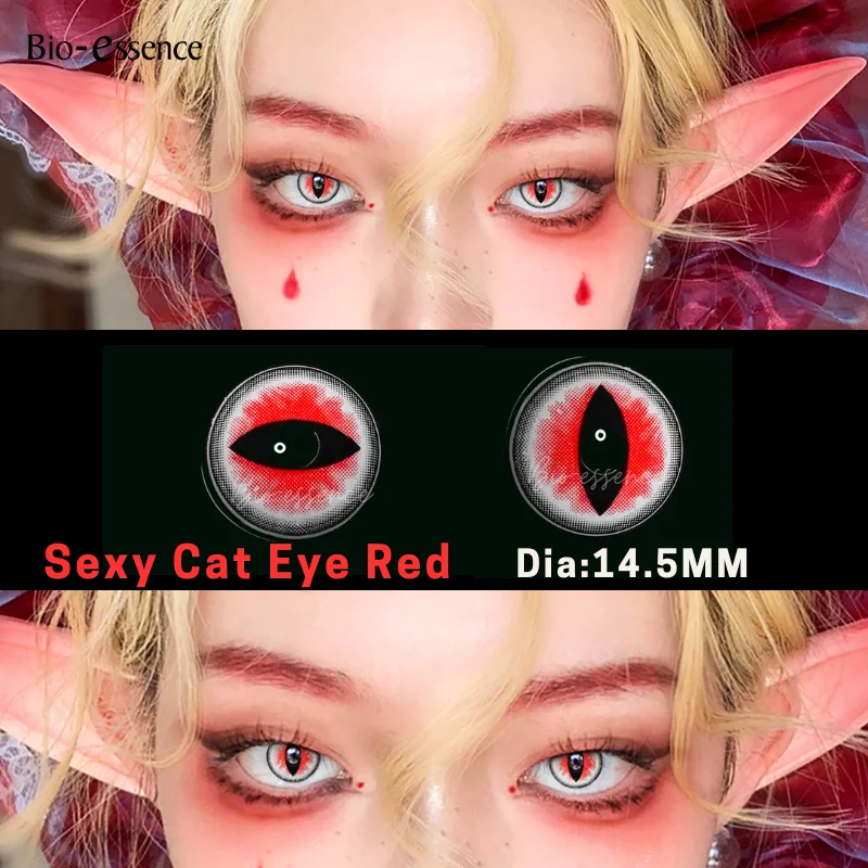 

Bio-essence 1 Pair Colored Contacts Red Lenses Yearly Use Cat Eyes Green Blue Colorcon for Eyes Soft Yellow Pupils Fast Shipping