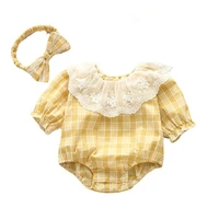 baby boys girls cotton plaid rompers 2022 newborn cute lace lapel bodysuit playsuit fashion spring summer long sleeve rompers
