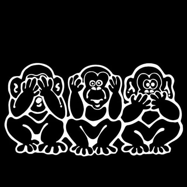 

Three monkey car Sticker Label Sticking White 18 Cm
