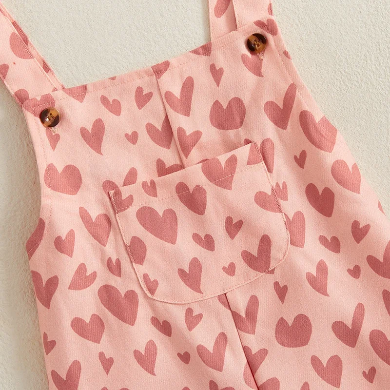 Летняя одежда для маленьких девочек комбинезоны с милым сердечком и принтом