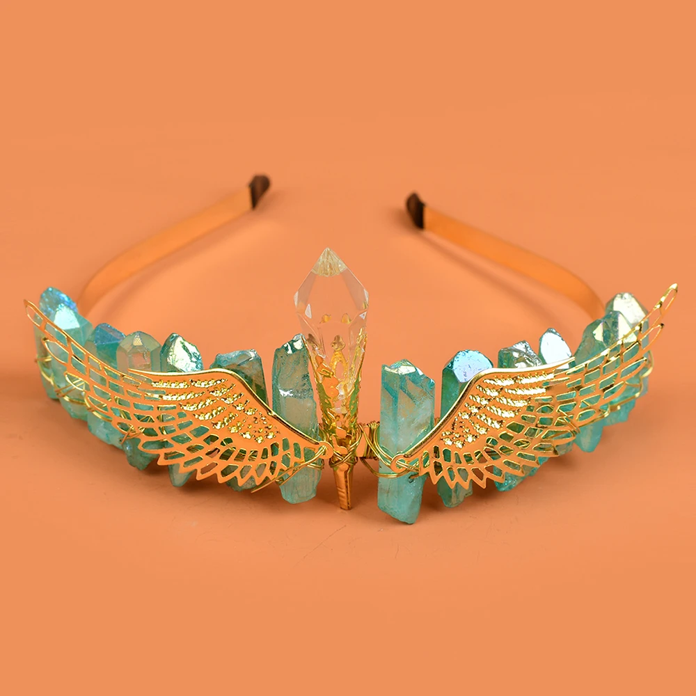 

Ободок для волос, ободок с необработанными кристаллами, заколка для волос, точечные подвески, Корона русалки, свадебный головной убор, сваде...