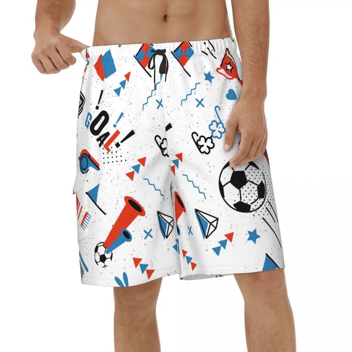 

Шорты в стиле 80-х Мемфиса, быстросохнущие мужские купальники, футбольные мячи, спортивные мужские трусы с принтом