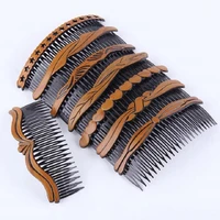 5pcs handmade women hair comb set 24 teeth plastic wood grain hair accessories clip diy hair jewelry accessories set