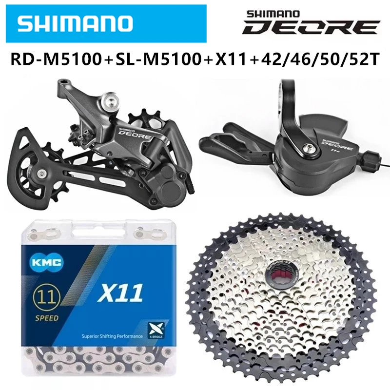 SHIMANO Deore M5100 11 Speed Group Set 1x11 Speed Right Shift Lever Rear Derailleur KMC X11 SunShine-SZ Cassette 11-46T 50T 52T