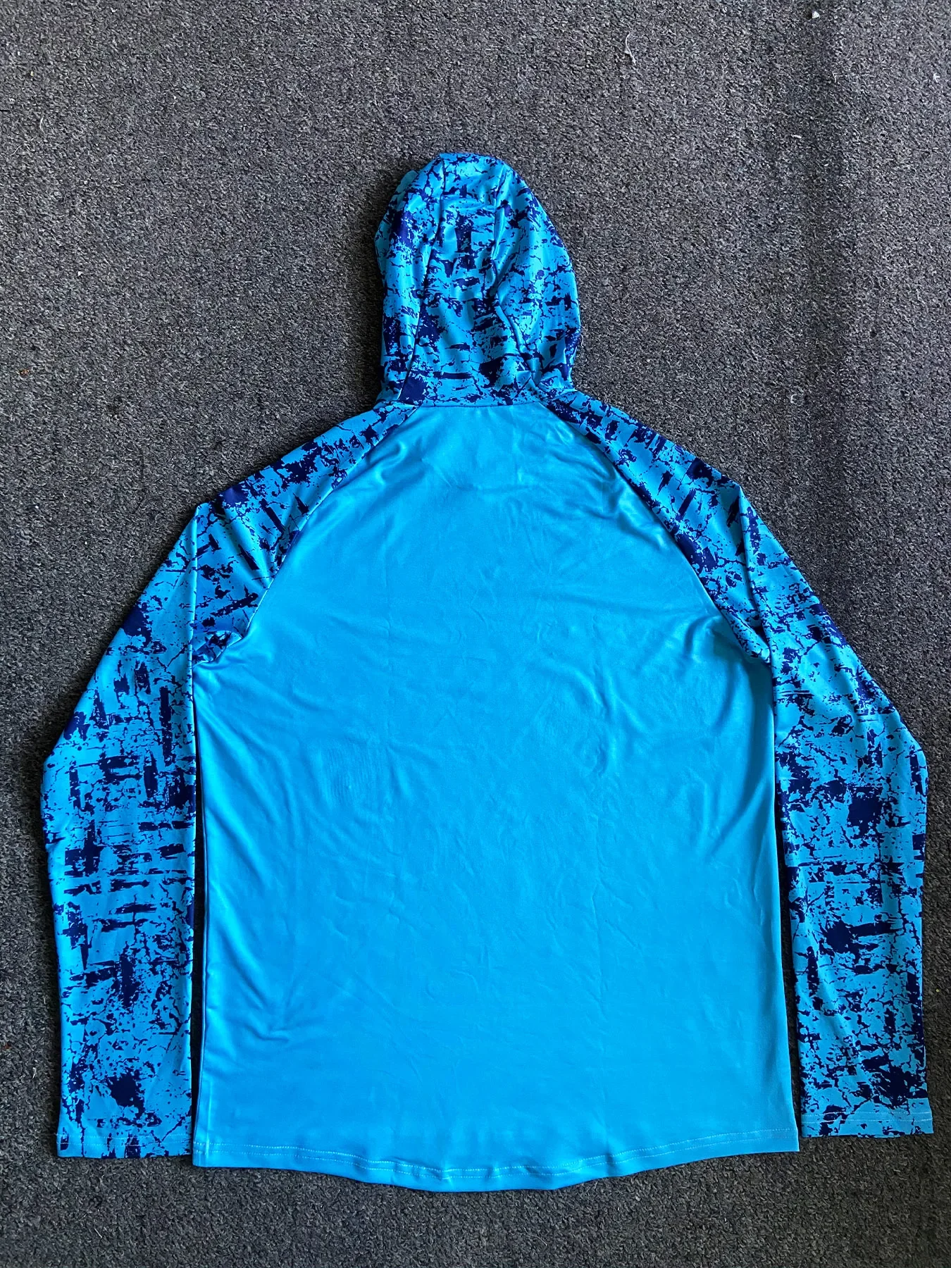 Топы с капюшоном для серфинга и верховой езды Синяя рубашка рыбалки UPF 50+ Футболка