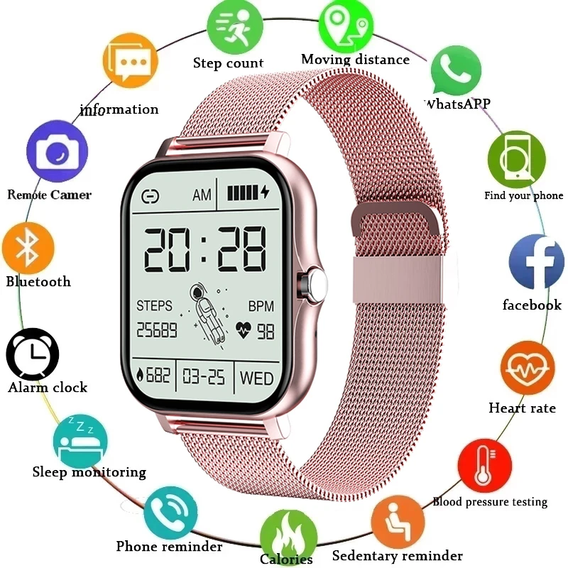 

Смарт-часы для женщин 2021 Android фитнес-трекер Водонепроницаемый пульсометр кровяное давление сон Bluetooth вызовы Смарт-часы для мужчин
