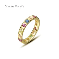 100 925 sterling silver rainbow colorful cz charm finger ring for women sparkling fashion wedding engagement fine jewelry j1219
